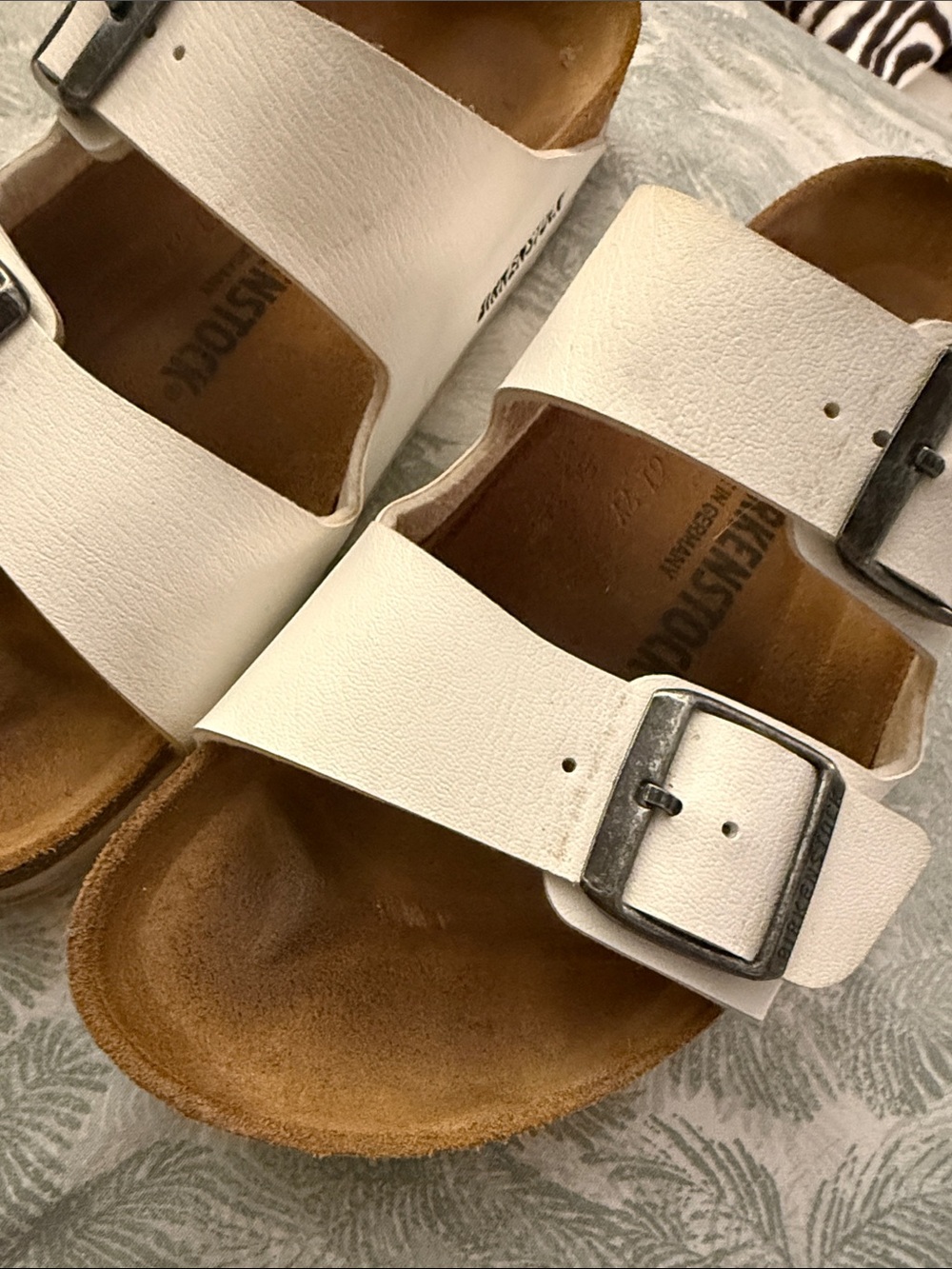 Birkenstock White Arizona Two-Strap Sandals with Silver Buckles - Picture 5 of 7